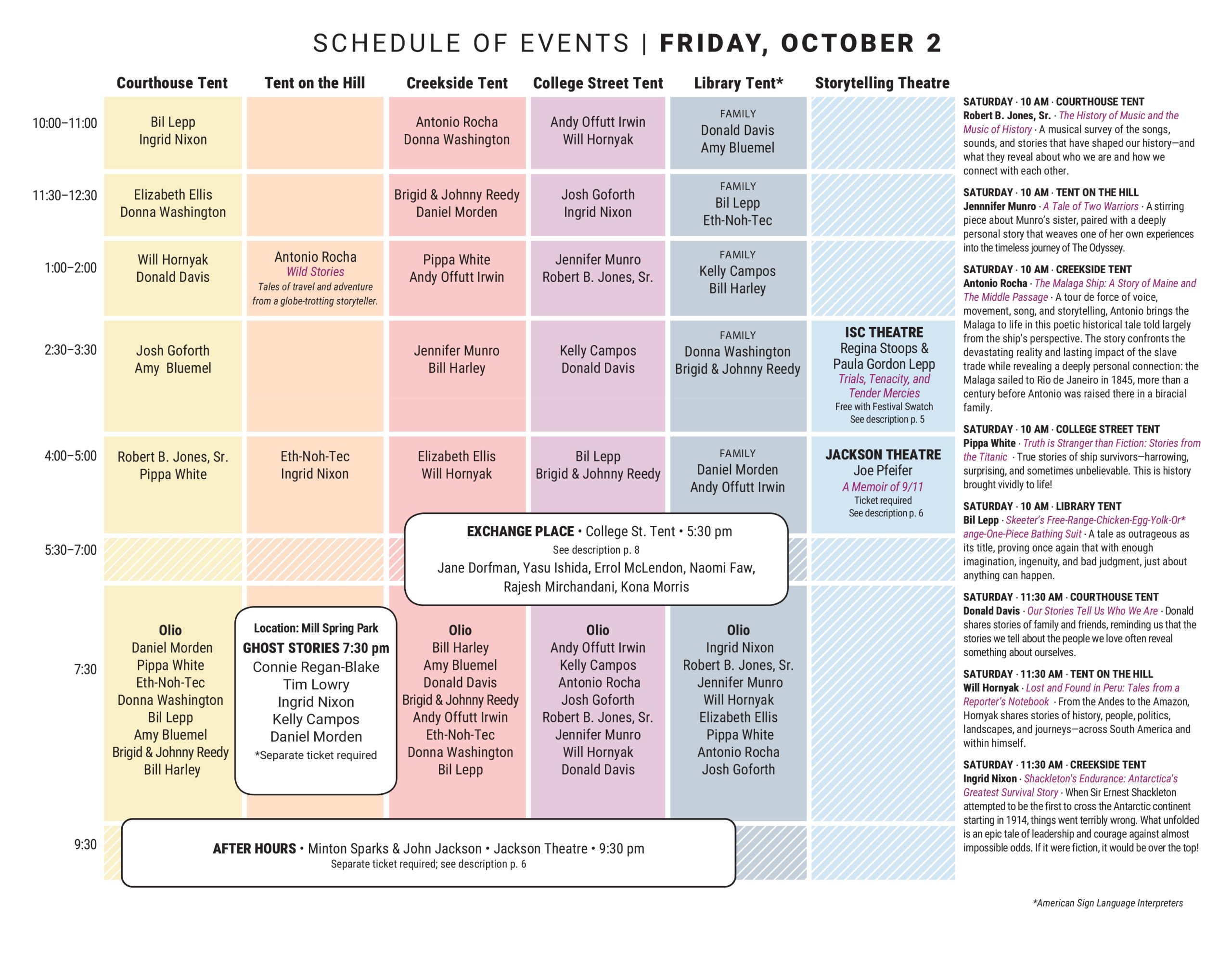 2026 National Storytelling Festival Schedule Friday