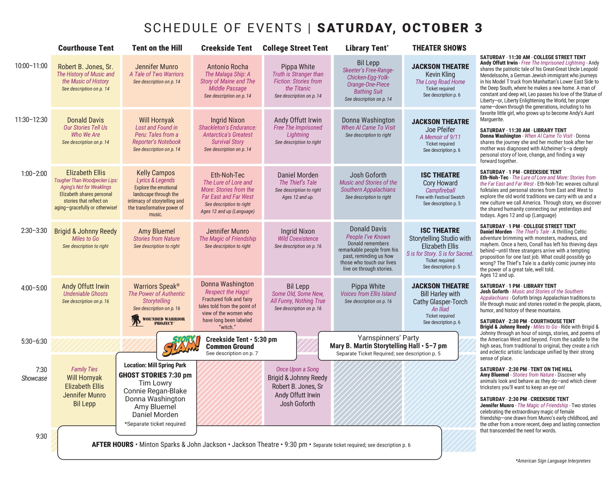 2026 National Storytelling Festival Schedule Saturday