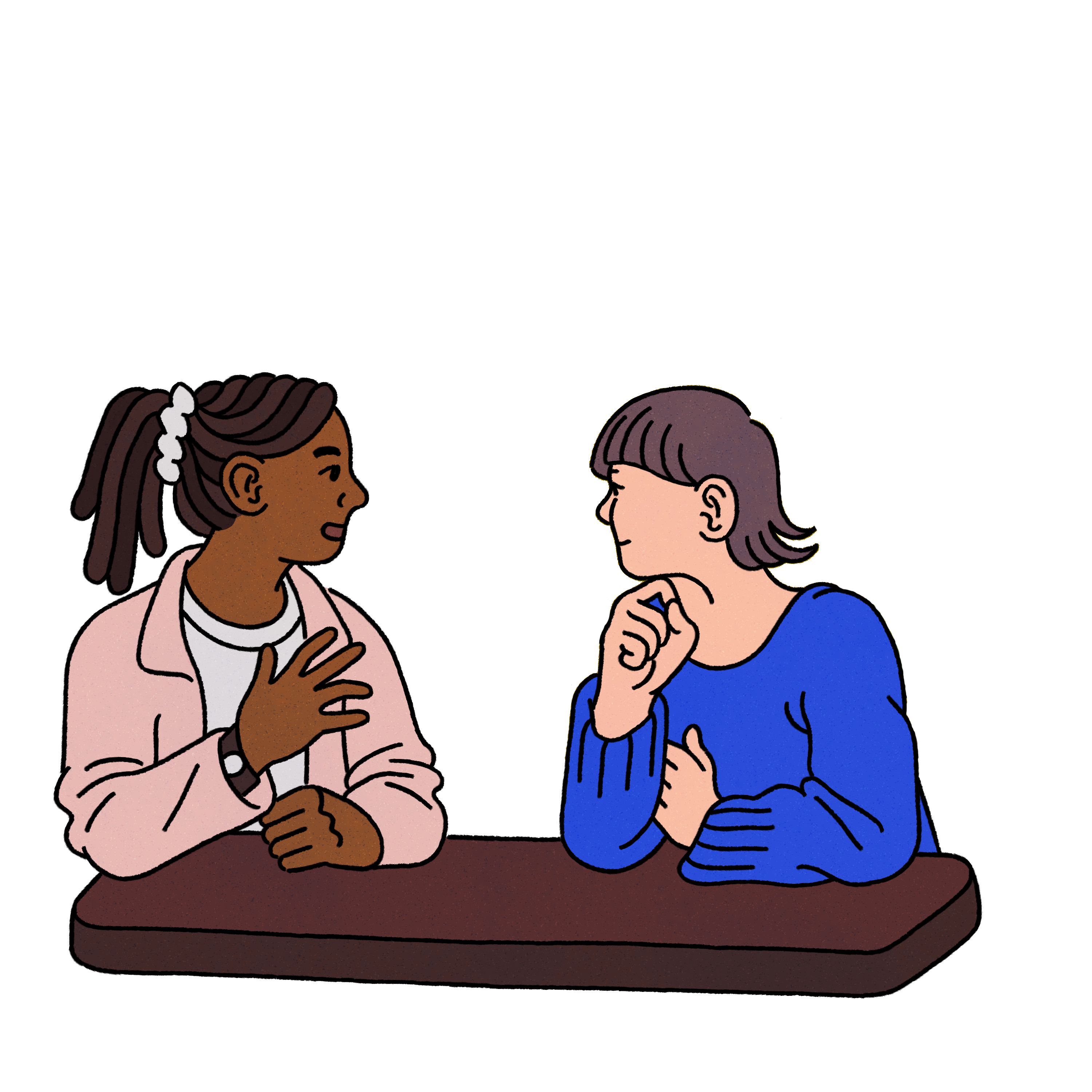 Two women talking illustration